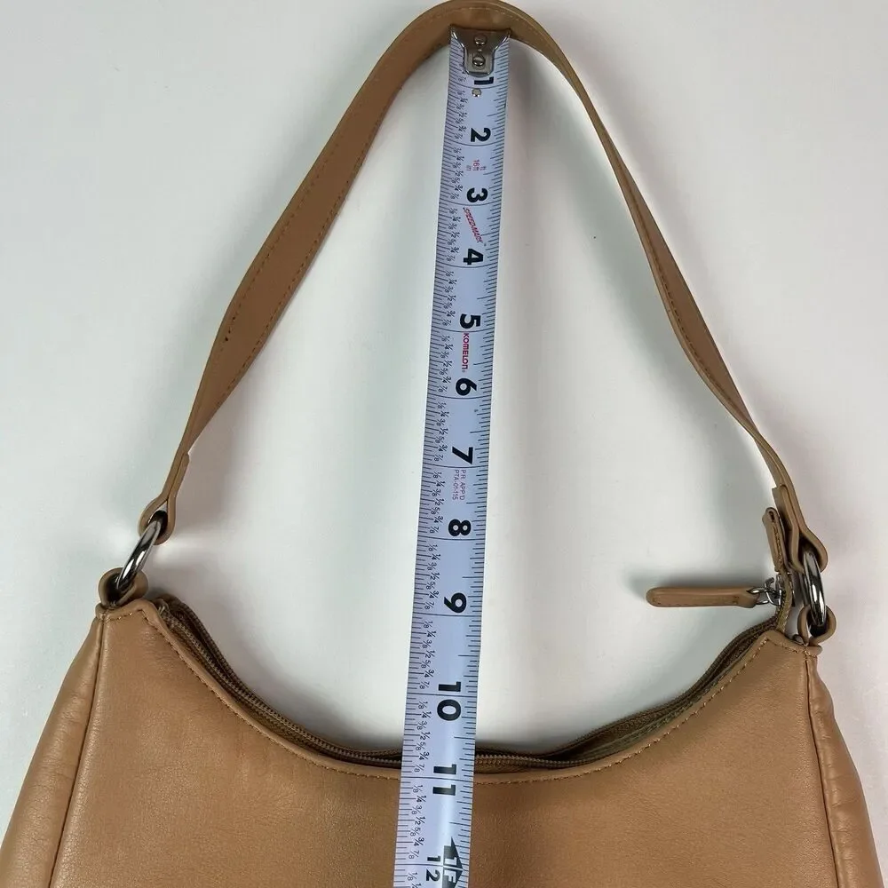 GIANI BERNINI Napa Leather Hobo Shoulder Bag Tan Classic Minimalist Preppy Retro